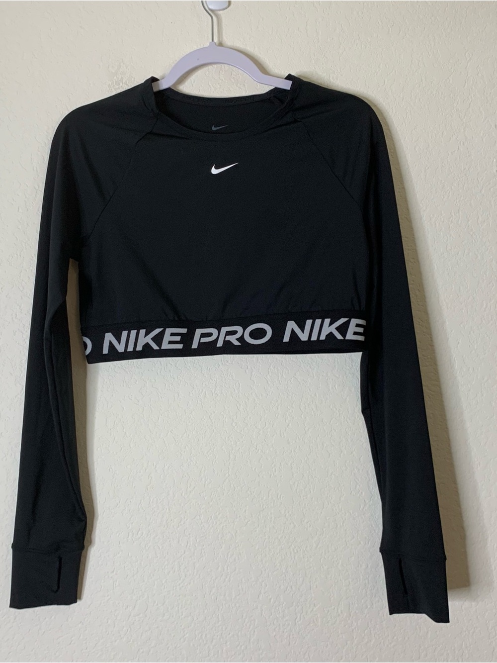 Nike pro womens cropped long sleeve Top L - Picture 1 of 8
